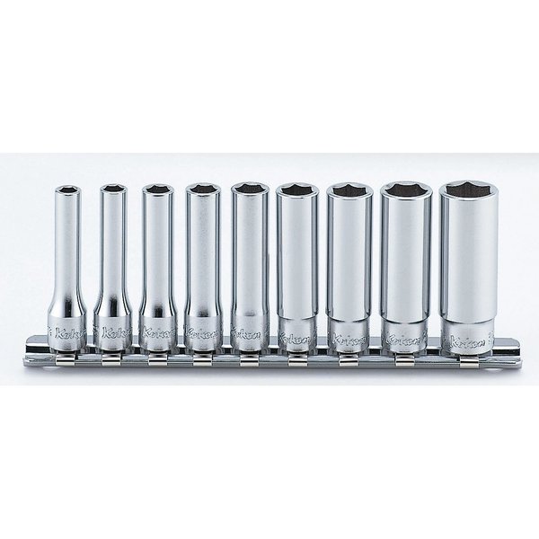 Ko-Ken Socket set 3/16-1/2 6 Point 150mm 9 pieces 1/4 Sq. Drive RS2300A/9